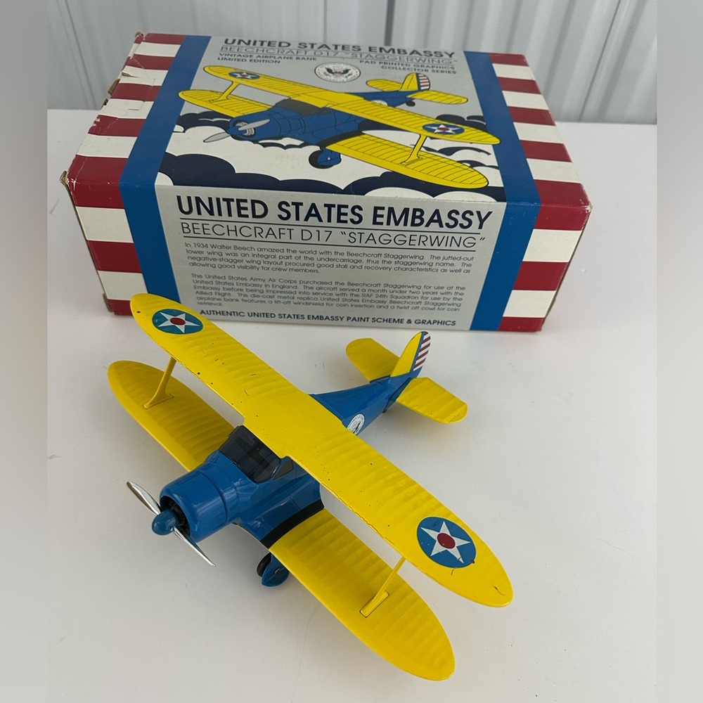 Liberty Classics Spec Cast US Embassy Beechcraft D17 Staggerwing Plane